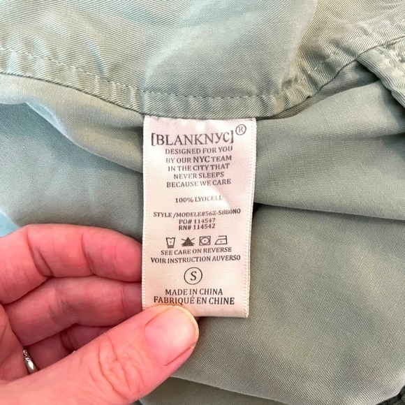 BLANK NYC Jacket Womens Small Green Sage Moto Military Contemporary - Picture 14 of 15